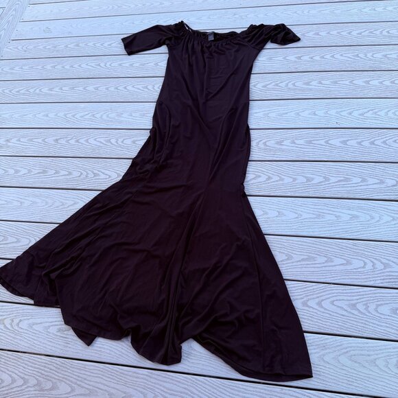 Ashely Stewart Maxi Dress Black 14/16 Peasant Full Length Elbow Length Sleeve - Picture 1 of 6